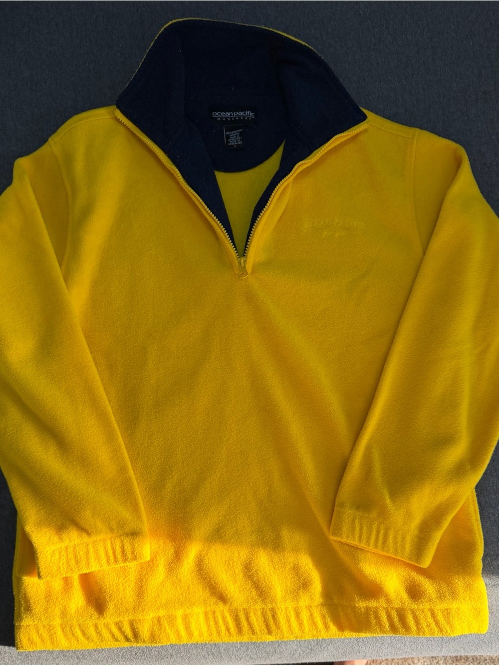 Ocean Pacific OP Yellow Fleece Quarter Zip Pullover Size S Mens